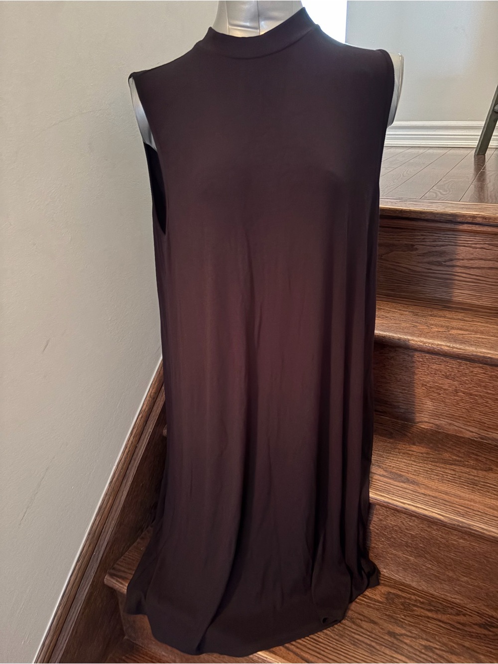 Sleeveless Mock Neck Maxi Dress - Black